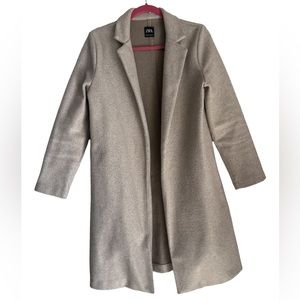 ZARA COAT TEXTURED LONG KNIT BEIGE/SAND SIZE MEDIUM